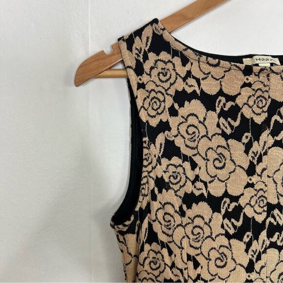 Haani Black and Tan Floral Lace Fit Flare Dress Size Medium - Picture 4 of 13